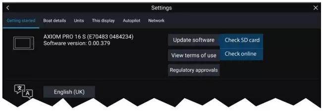 Screenshot showing Axiom Pro settings screen