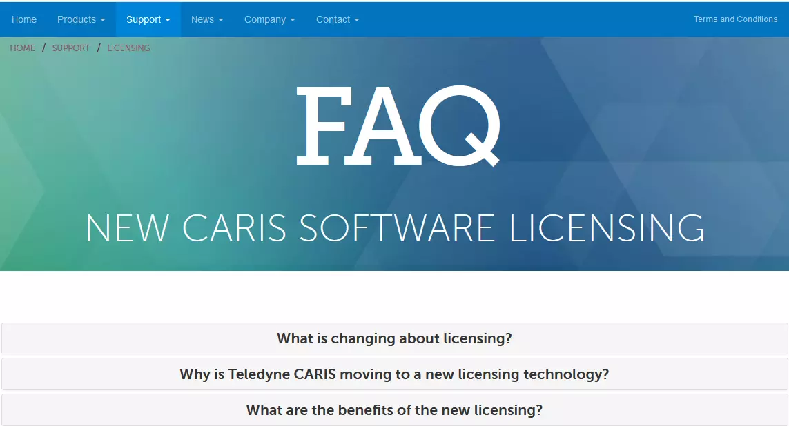 Licensing software FAQ hub screenshot