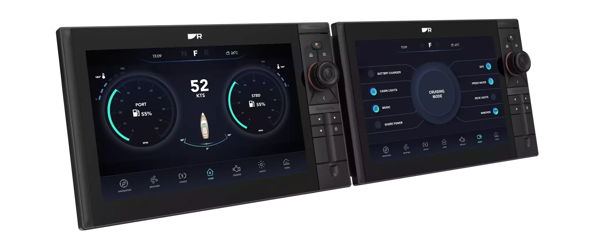 Maretron MConnect auf zwei Raymarine AXIOM2 Pro Kartenplotter