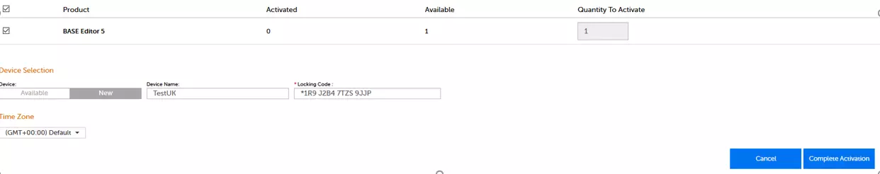 Offline activation license registration screenshot
