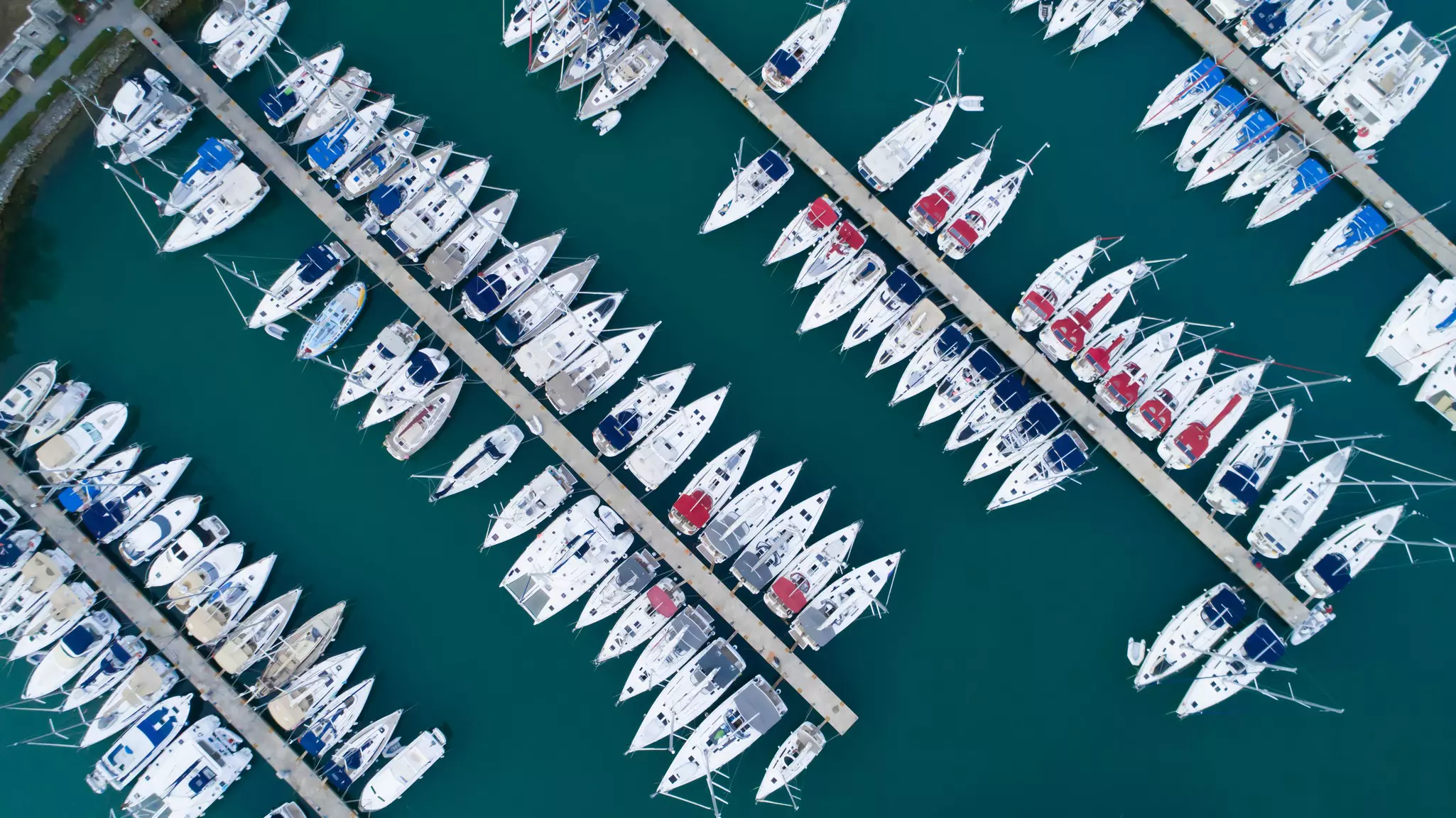 Livligt besökt hamn/marina med pontoner