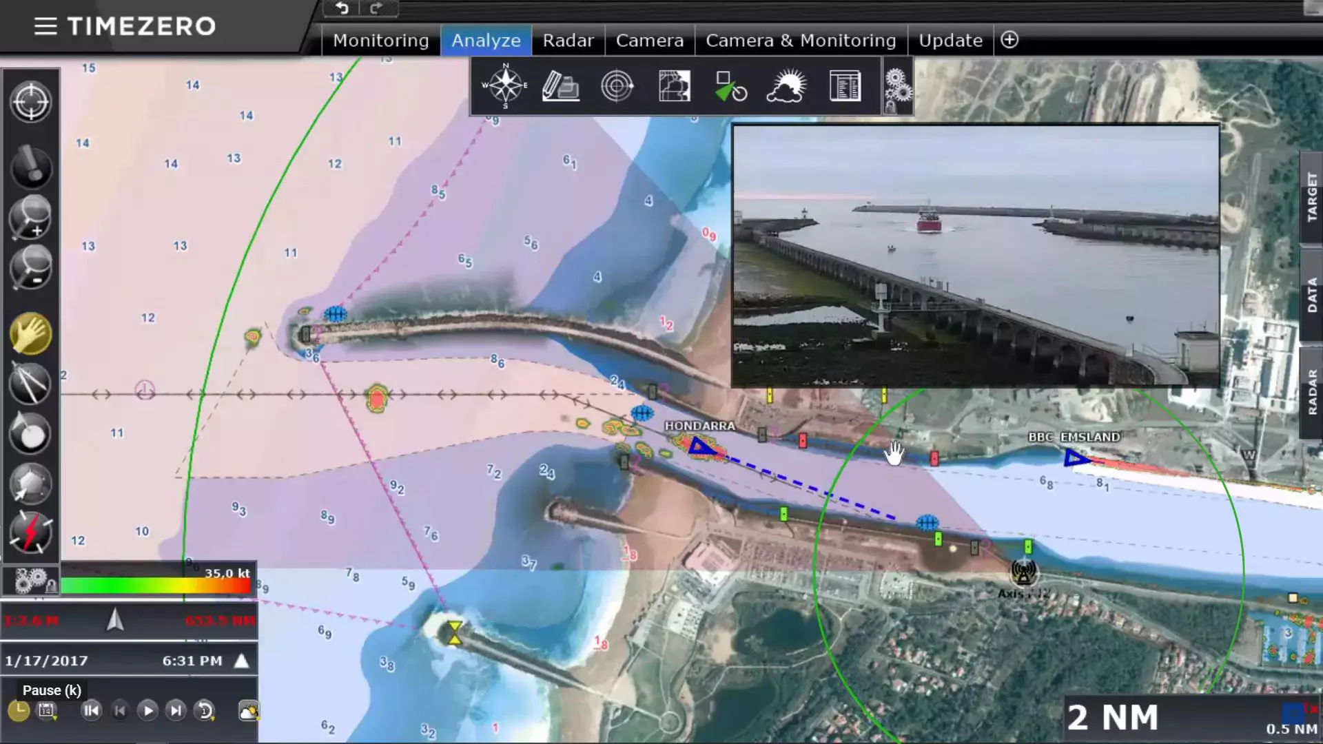 TIMEZERO navigation software with a Furuno chartplotter display