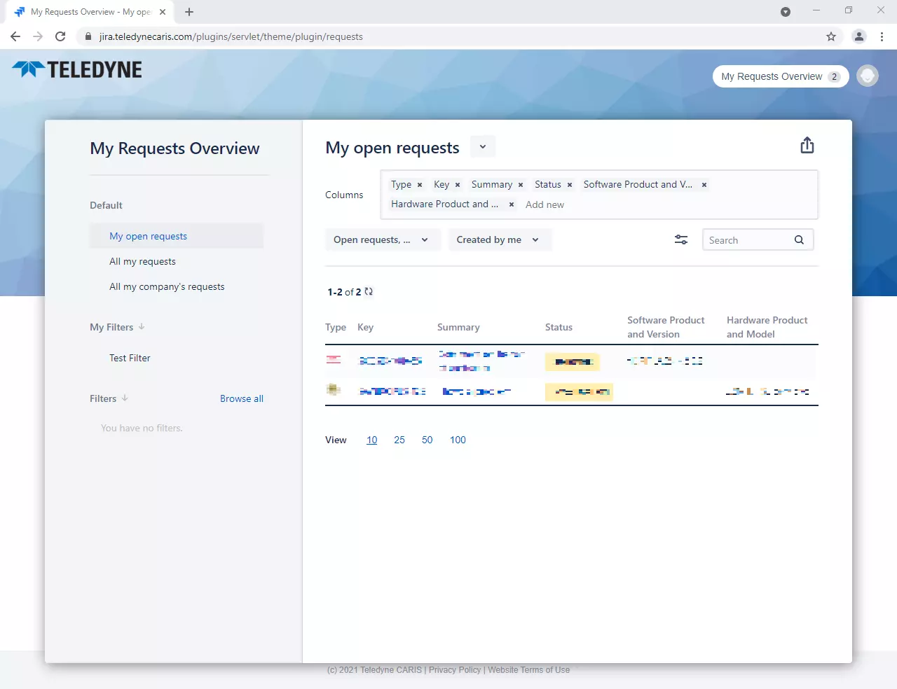 Service Desk Open Requests screen shot