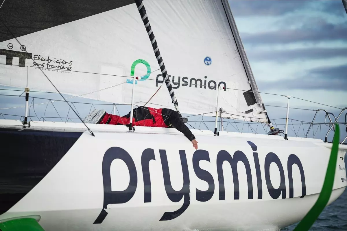 Giancarlo Pedote after arrival, Vendée Globe