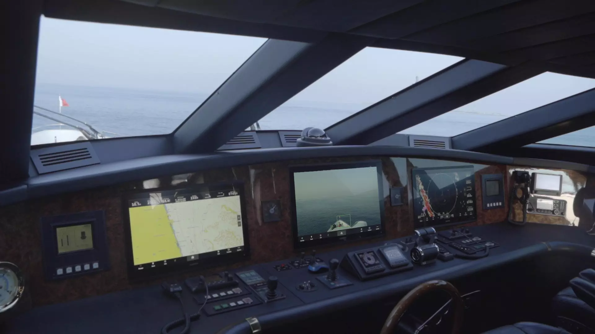 Bridge showing FLIR Marine thermal camera on chartplotter