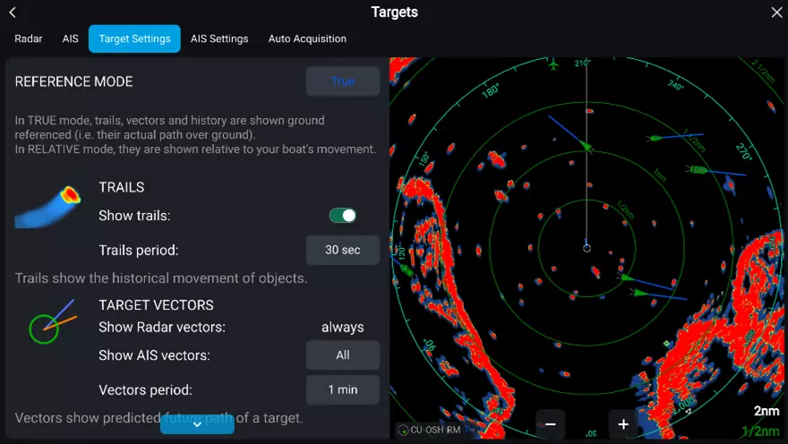 Axiom’s Target Settings menu screenshot