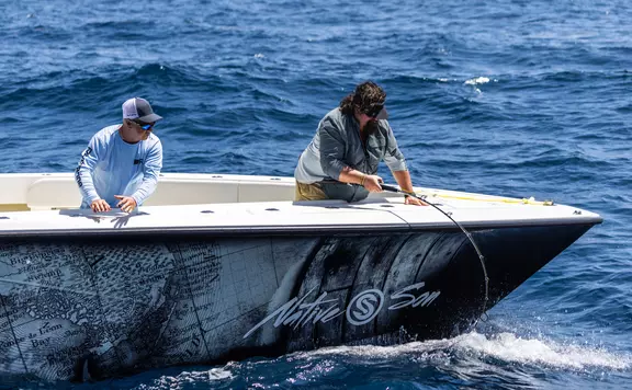 Carter Andrews sailfish fishing on Art Sapp's