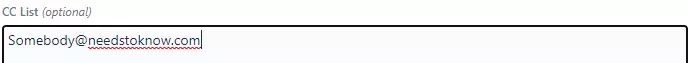 CC list field with example email