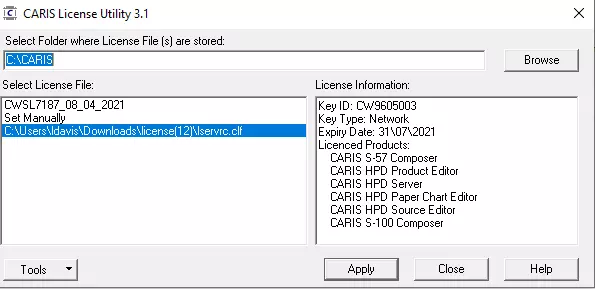 License HASP key download information screenshot