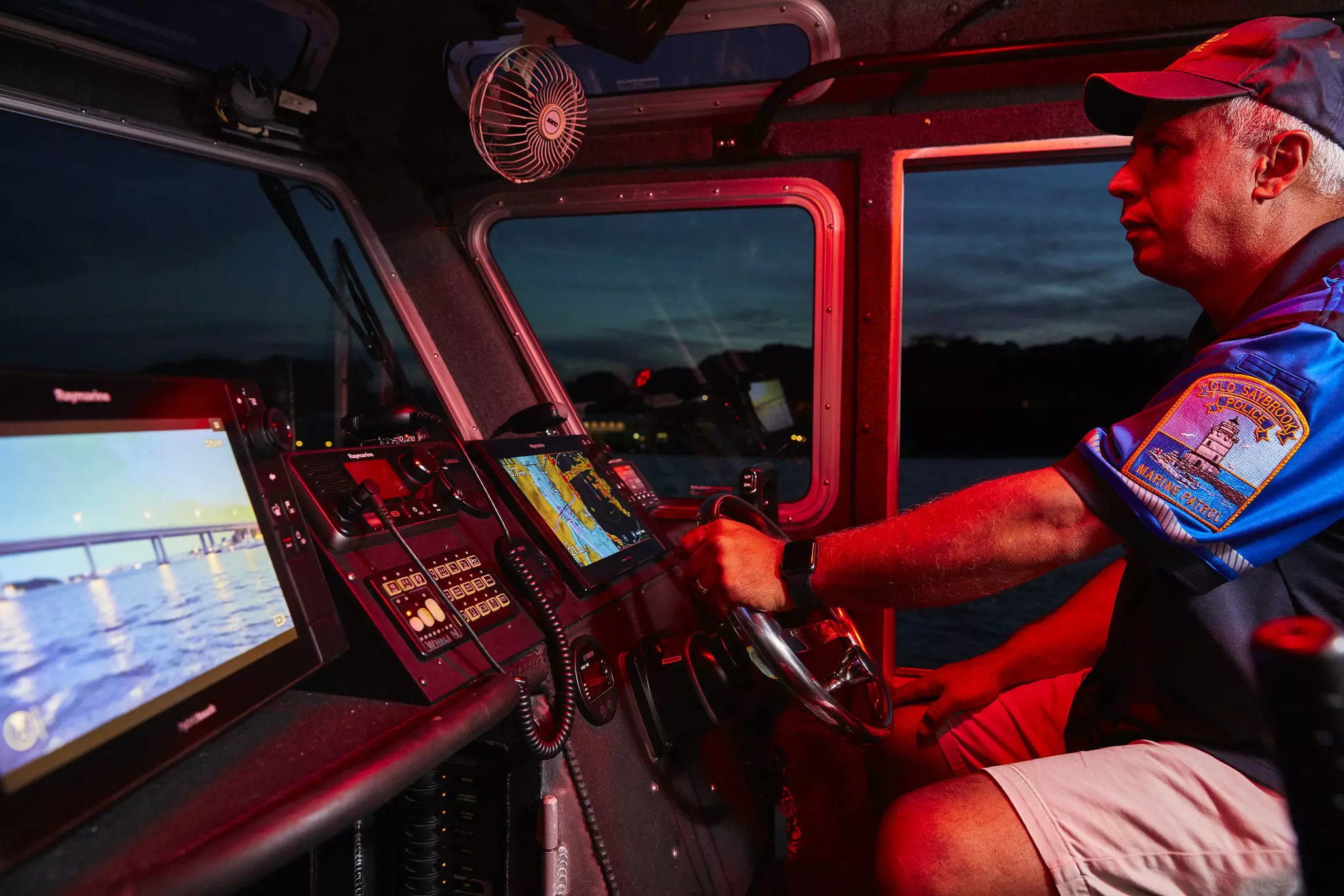 Lowlight conditions on a police boat
