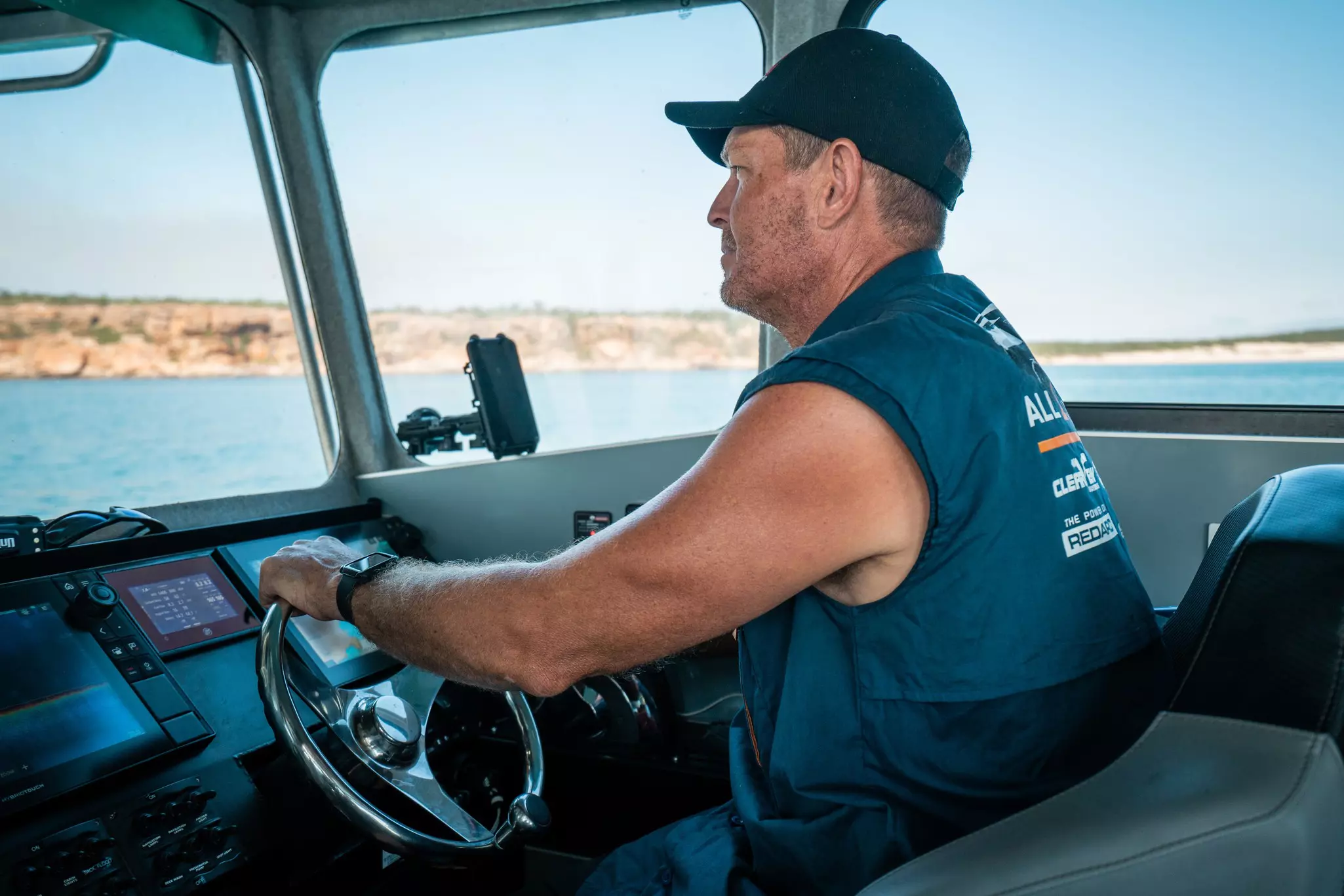 Timón de un barco de pesca