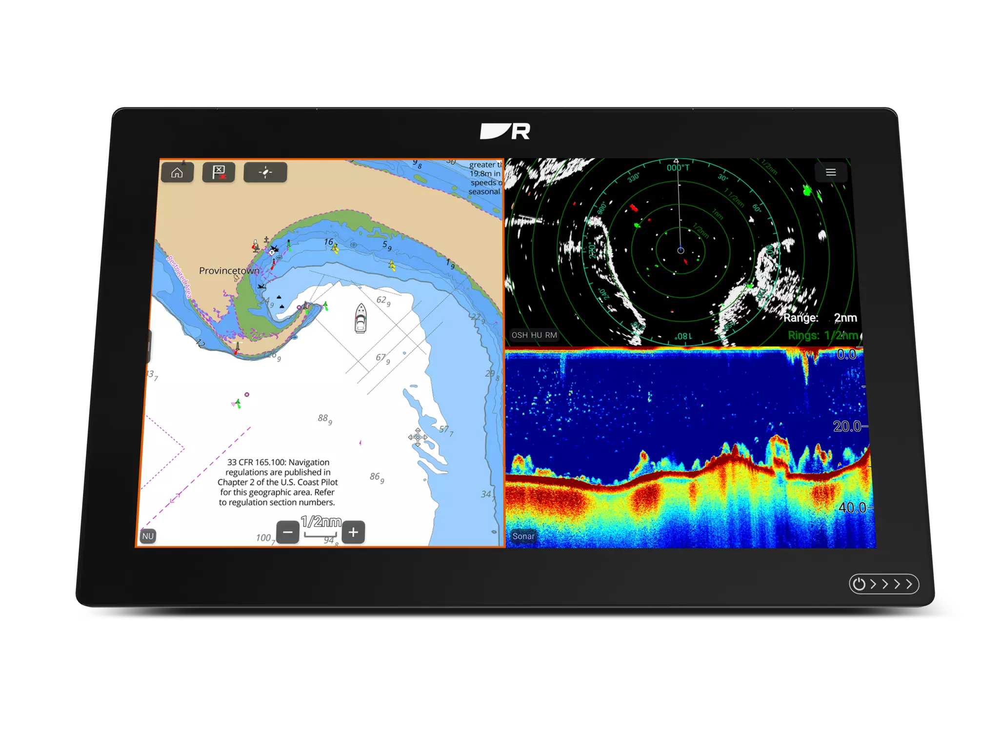 Axiom 2 XL with chartplotter, radar and sonar