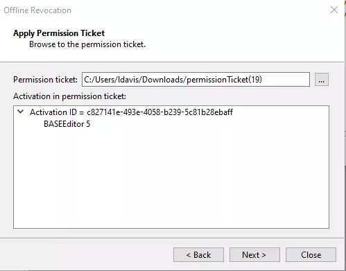 Revocation permission ticket screenshot