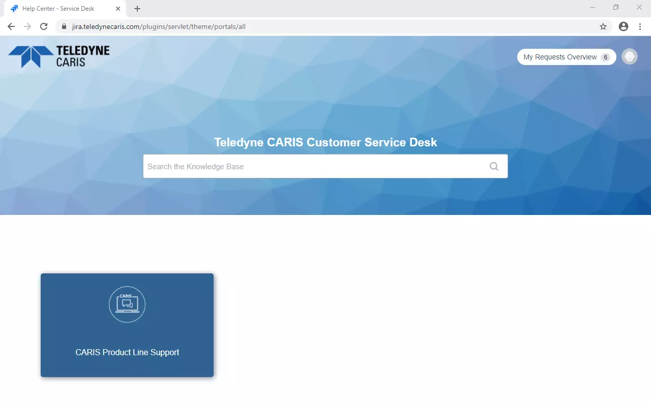 Screenshot of Teledyne CARIS home page portal. 