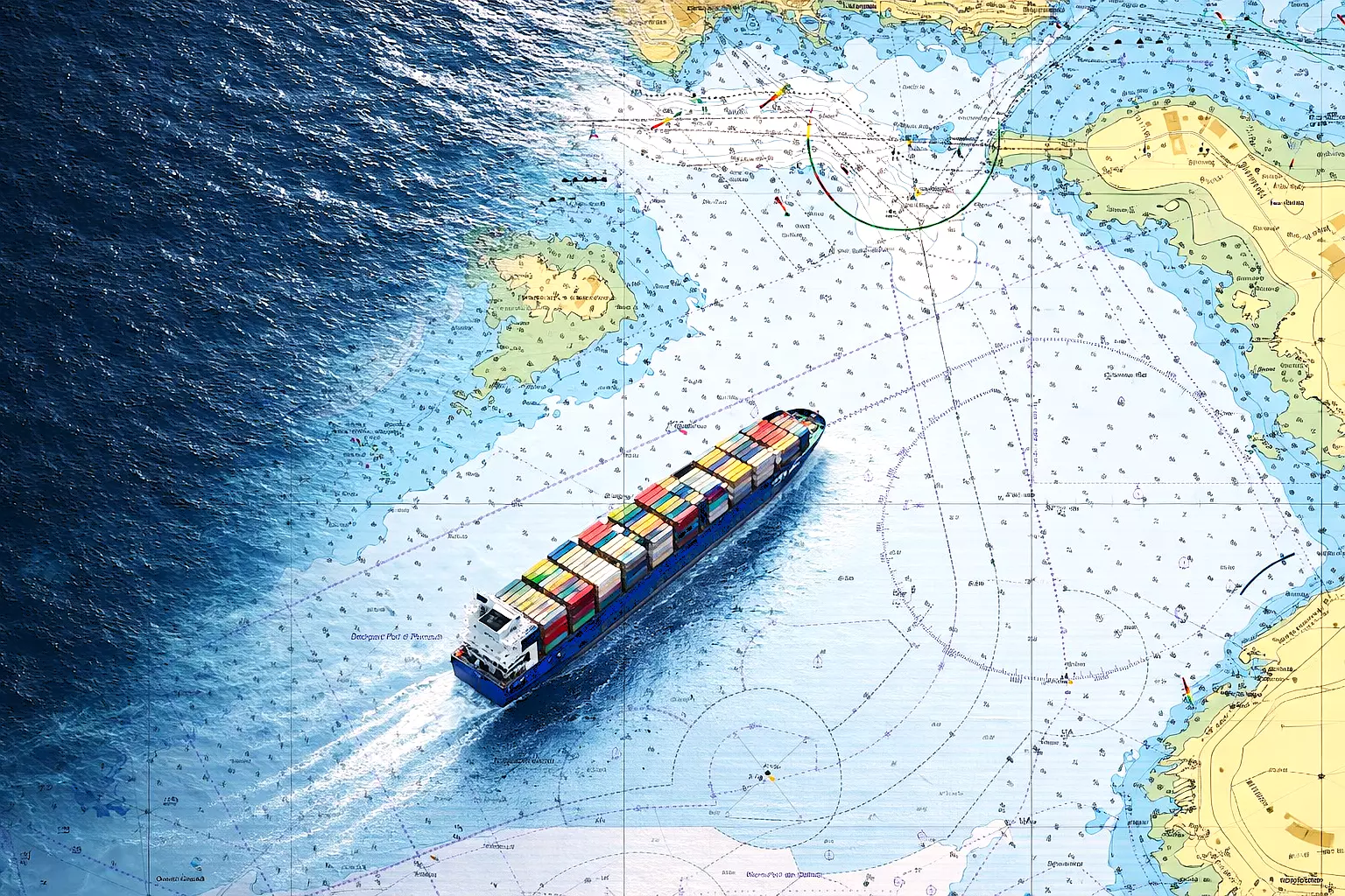 Cargo Vessel on  map overlay