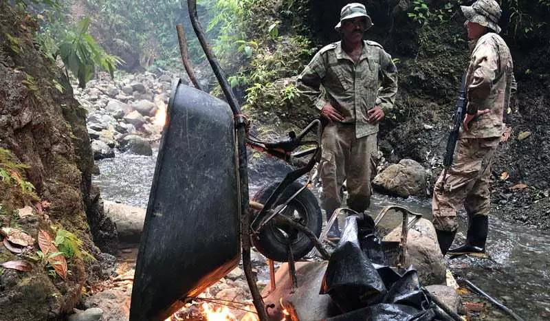Illegal mining operation in the Costa Rican jungle. 
