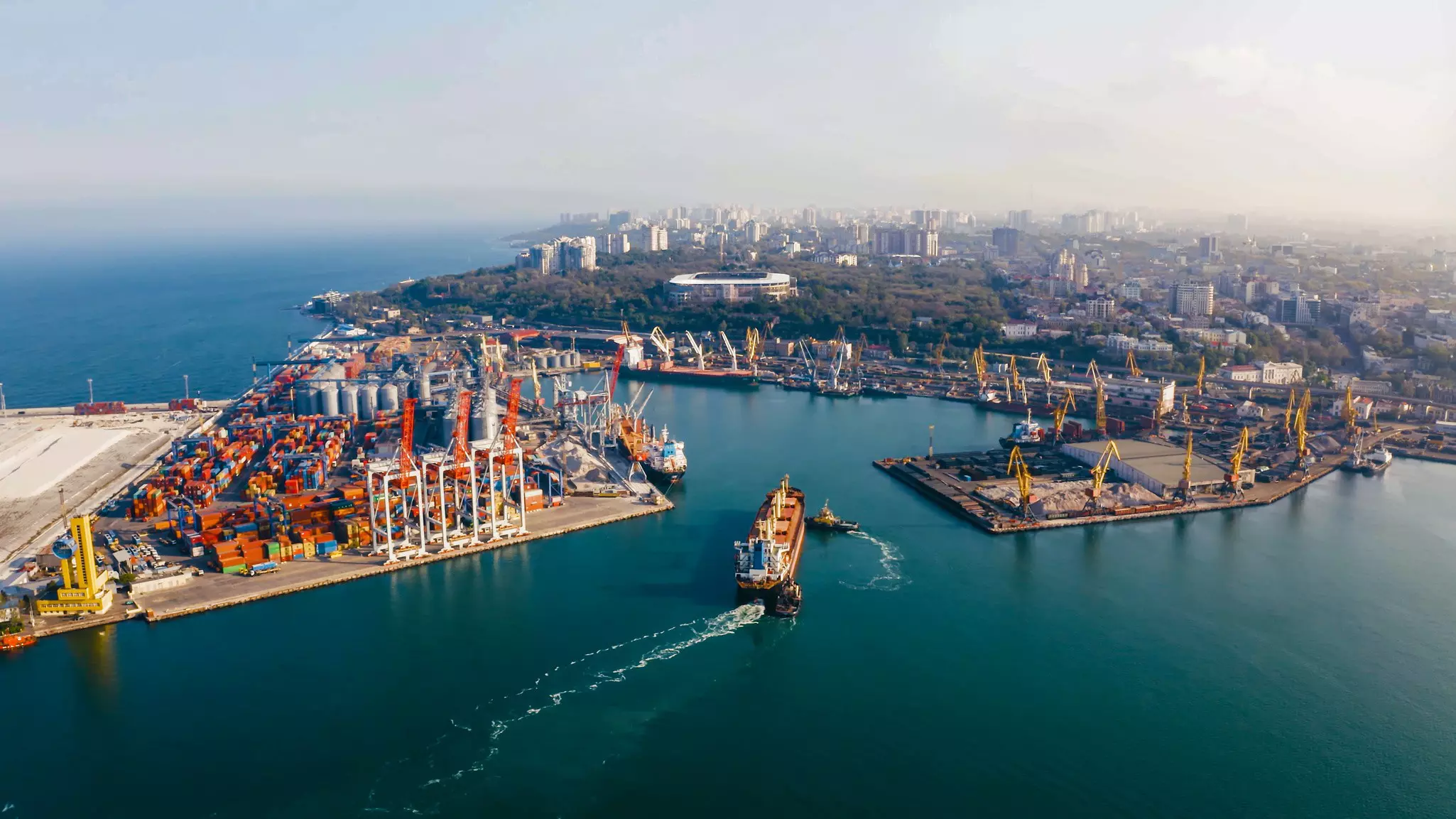 Image for a commercial vessel navigating into port