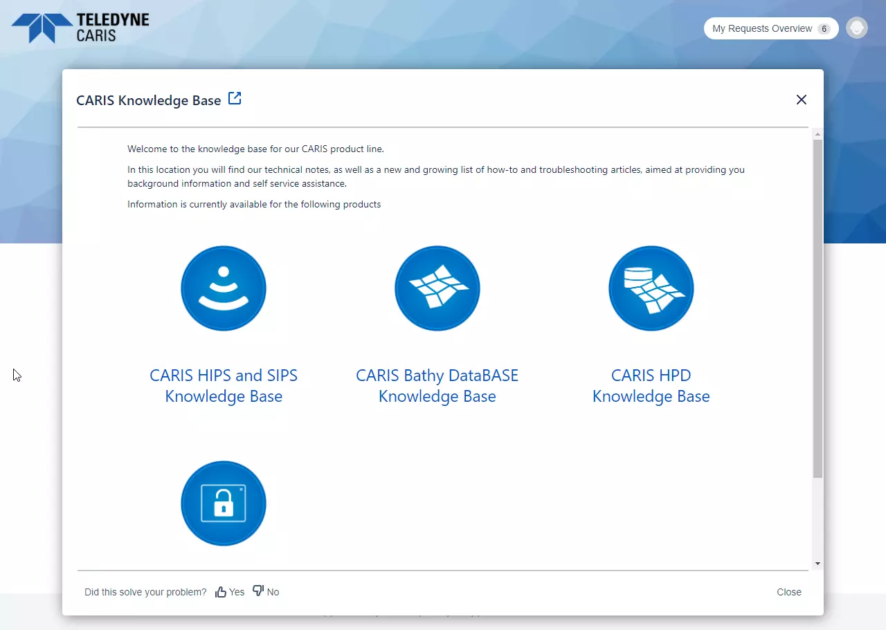 CARIS knowledge base screenshot
