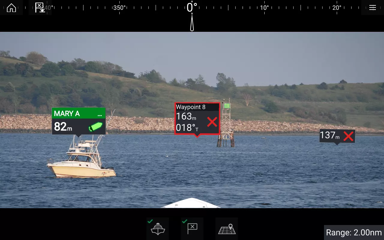 Capture d'écran montrant les données de bateau Augmented Reality