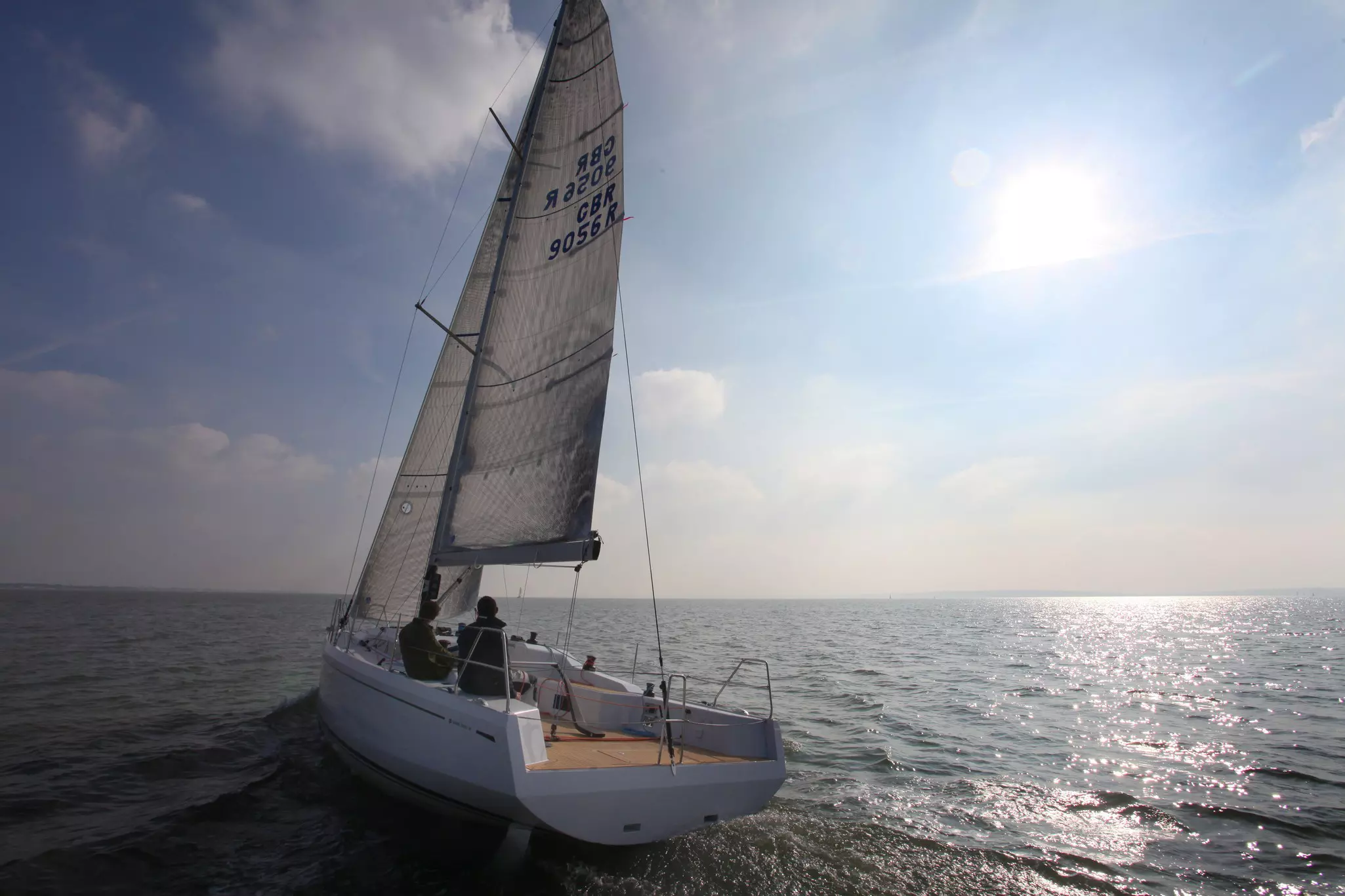 Tiller steered sail boat
