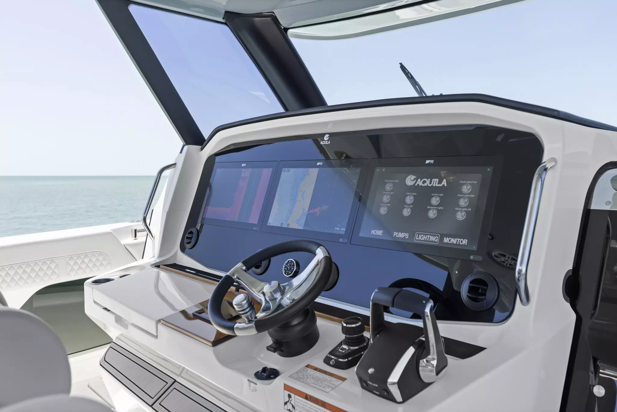 The Molokai 47's Axiom 2 XL's helm integrates with Czone digital switching 