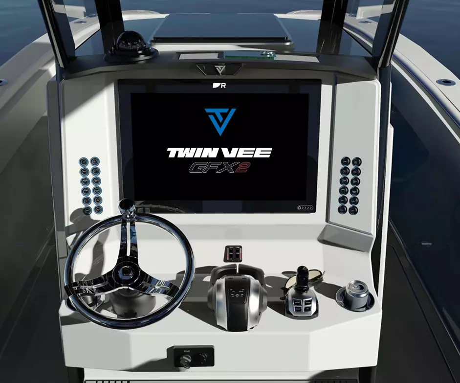 Twin Vee helm with Raymarine Axiom 2 XL