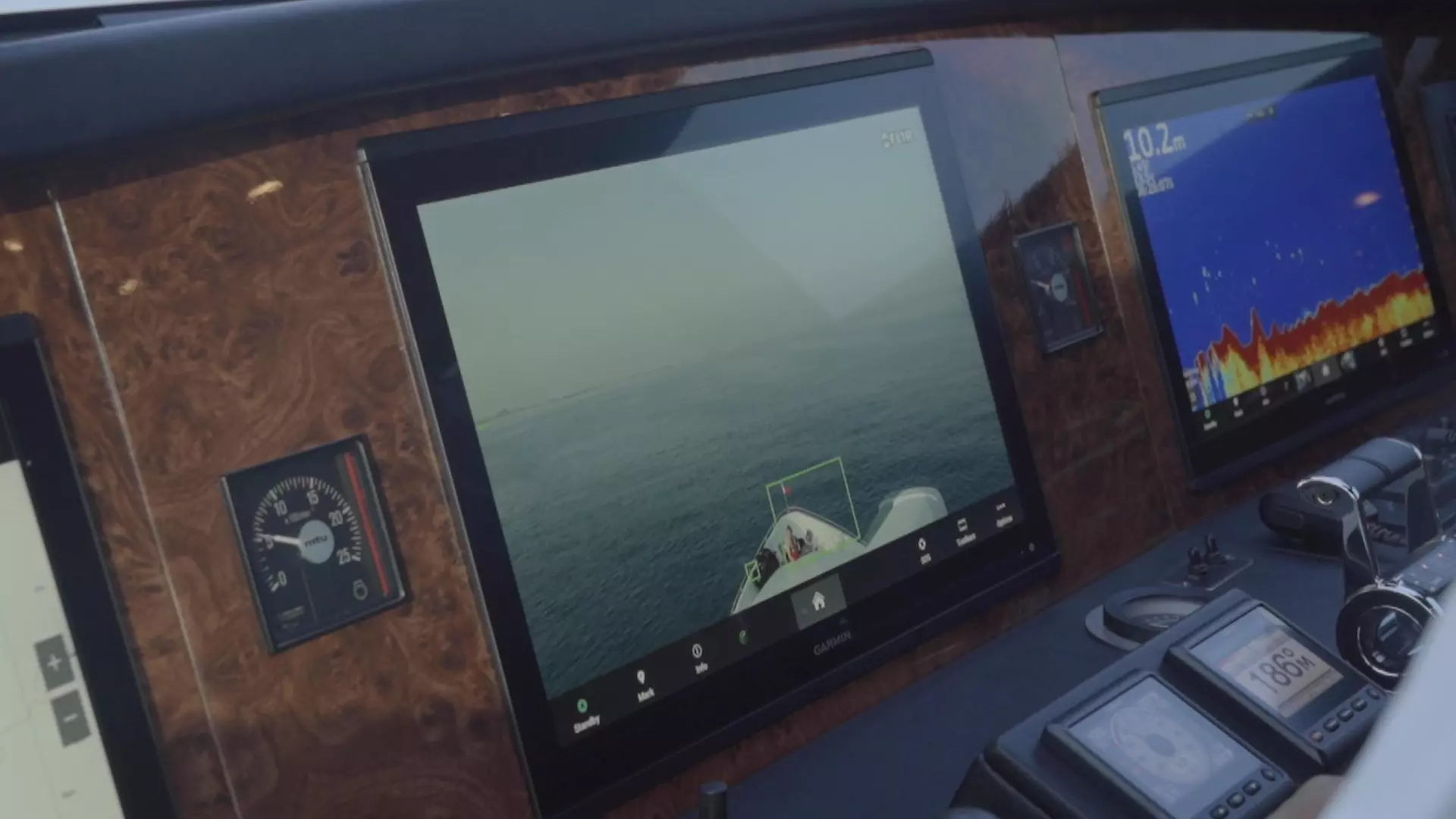 Up close chartplotter view of the FLIR M364C LR.