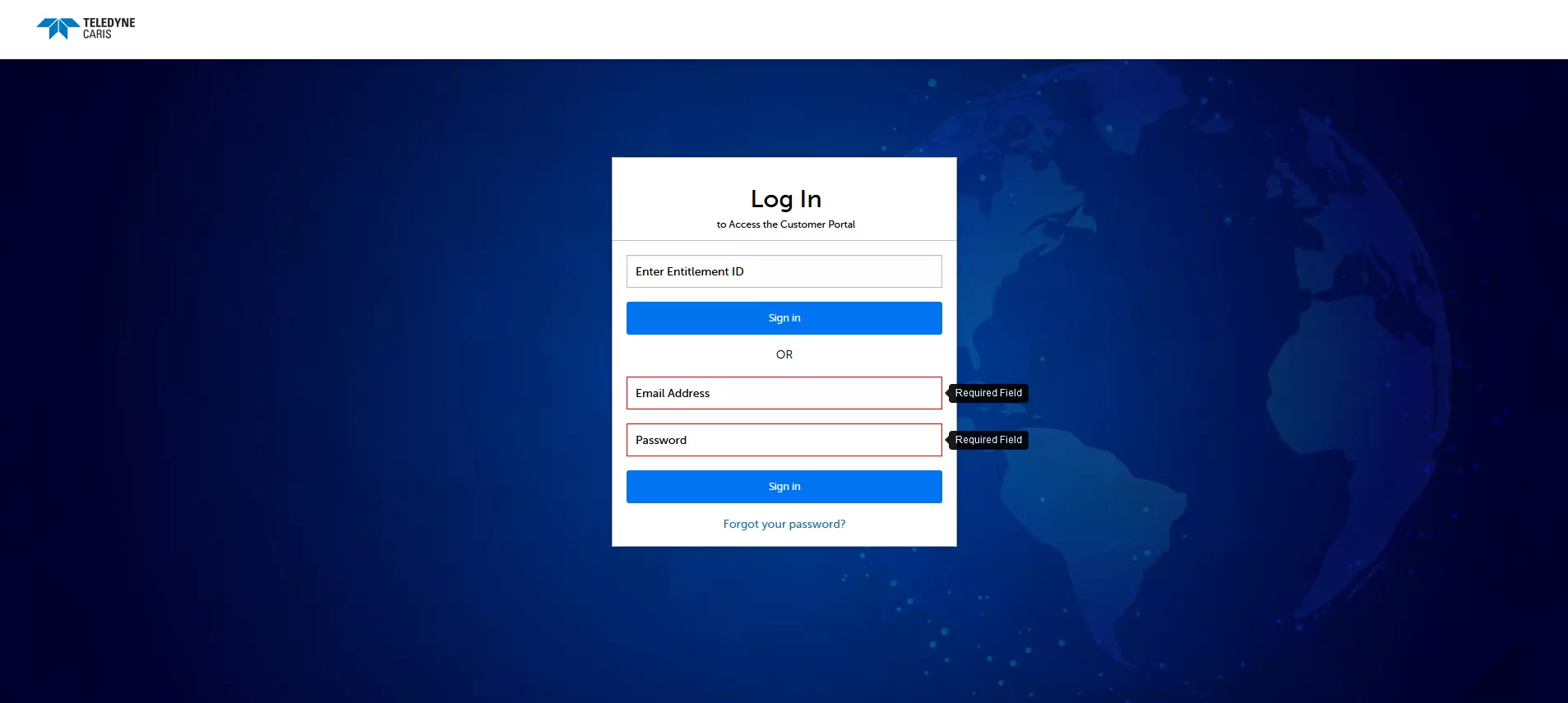 Licensing and tutorials portal legacy users login screen