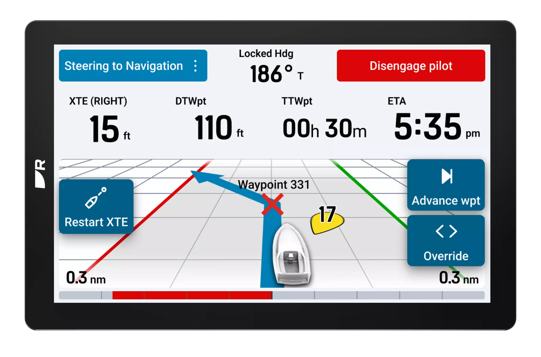 Alpha 9 Autopilot Controls in white mode