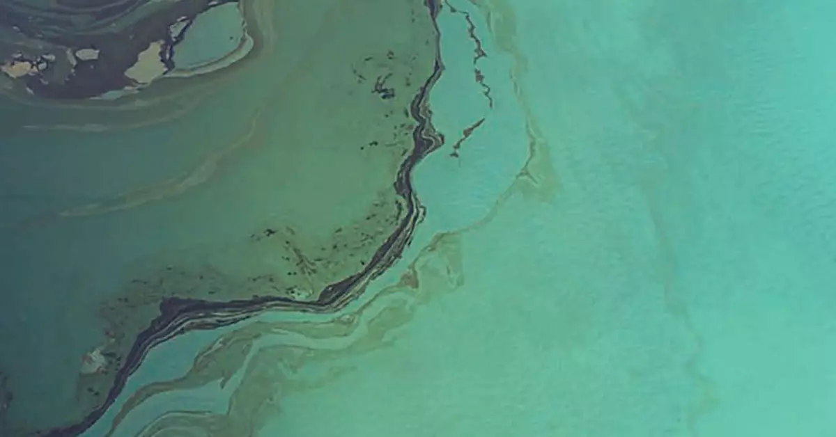 Image showing Oil spill colour variation
